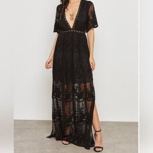 Black Lace Low Cut Romper Dress